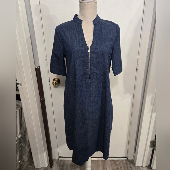 Anne Klein Women's Zippered-Neck Tab-Cuff Shift DressSz 8 New Without Tags - Picture 3 of 11